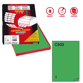 Etichette adesive C/503 - in carta - permanenti - 210 x 297 mm - 1 et/fg - 100 fogli - verde - Markin