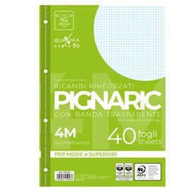 Ricambi forati rinforzati Pignaric - A4 -  4mm - 80gr - Pigna - conf. 40 pezzi