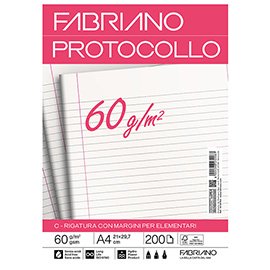 Foglio protocollo - A4 - 1 rigo c/margine - 60 gr - Fabriano - conf. 200 pezzi