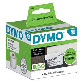 Rotolo 300 etichette LW S0929100 - 51 x 89 mm - carta - non adesiva - per badge - bianco - Dymo