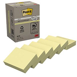 Blocco Post-it Notes Green - 653-1B - 38 x 51 mm - 100% riciclabile - giallo - 100 fogli - - Post-it
