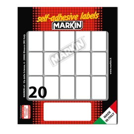 Etichette adesive - in carta - permanenti - 34 x 21 mm - 20 et/fg - 10 fogli - bianco - Markin