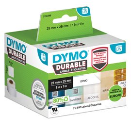 Rotolo 850 etichette LW Durable 1933083 - 25 x 25 mm - PP - bianco - Dymo - conf. 2 rotoli