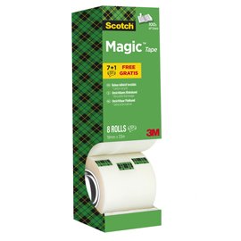 Nastro adesivo Magic 810 - 19 mm x 33 m - acrilico - trasparente - Scotch - Value Pack 7+1 rotoli