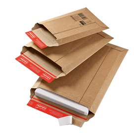 93678 Busta a sacco - in cartone - chiusura autoadesiva - 290 x 400 x 50 mm - avana - Colompac