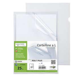 Cartellina a L Poli T Plus - A4 - PP - liscio pesante - Sei rota - conf.25 pezzi