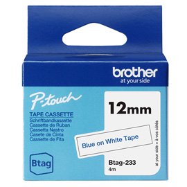 Brother - Nastro -  Blu/Bianco - BTAG233 - 12mm x 4mt
