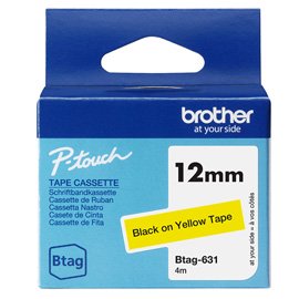 Brother - Nastro -  Nero/Giallo - BTAG631 - 12mm x 4mt