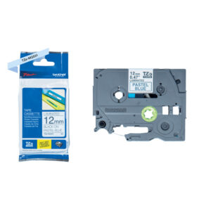 Brother - Nastro laminato pastello - Nero/Blu - TZEMQ531 - 12mm x 4 mt