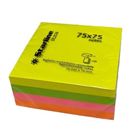 STL2526 Biglietti adesivi Cubo - assortito neon - 75 x 75mm - 70gr - 320 fogli - Starline